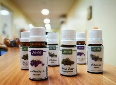 Aromatherapy essential oils - lavender, juniper, white pine
