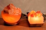 Lamp - square bowl with coals on wooden base